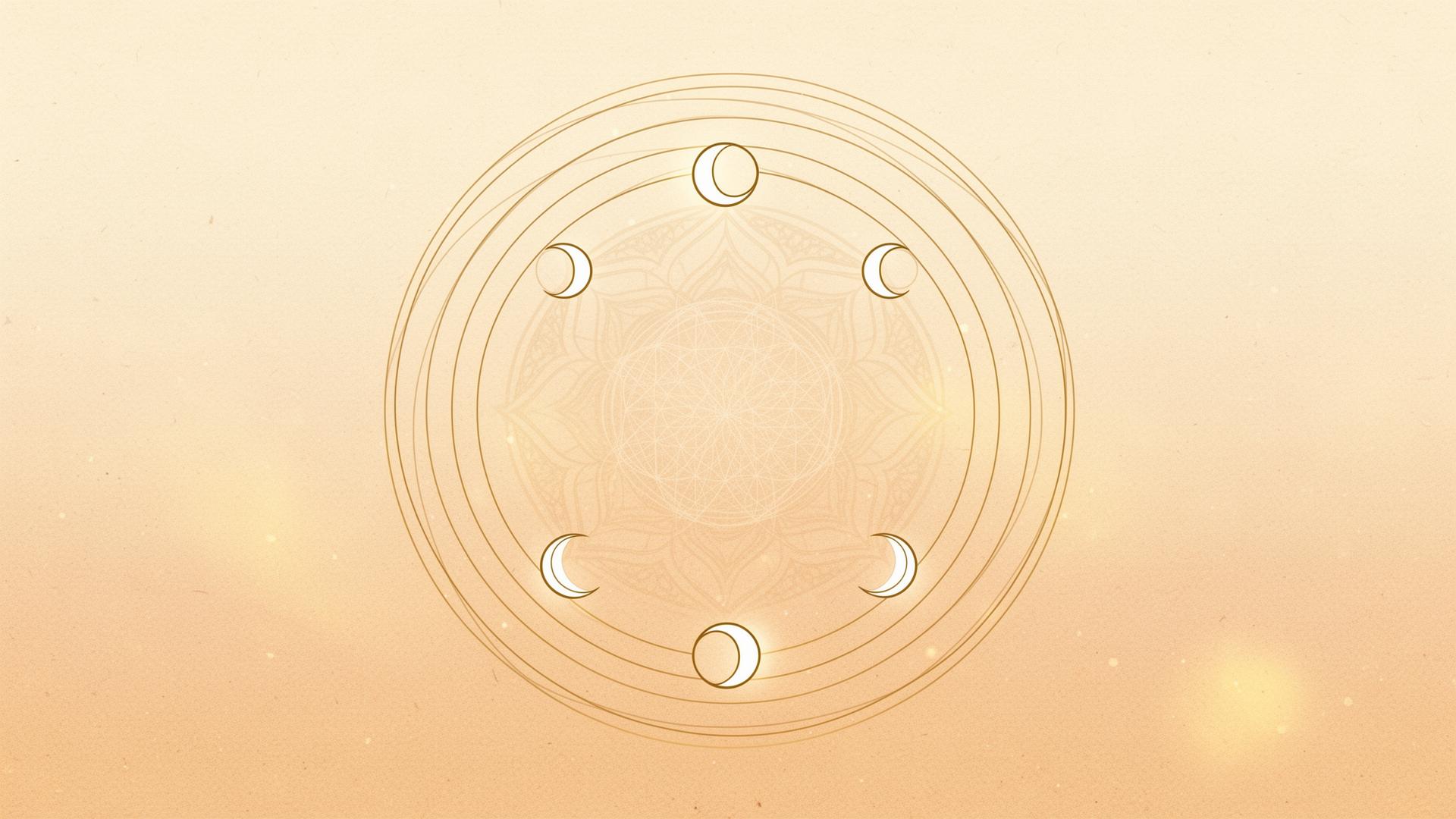 Celestial orbit composition with moon phases